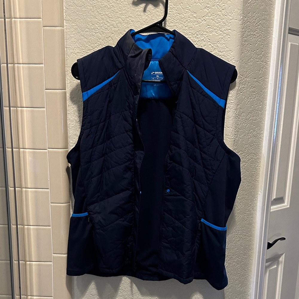 Brooks Navy Vest with Bright Blue Accents